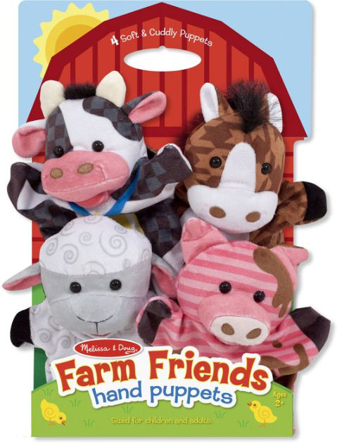 Hippo 12'' Soft Plush Zoo Animals Hand Puppets for Kids Pretend Role Play