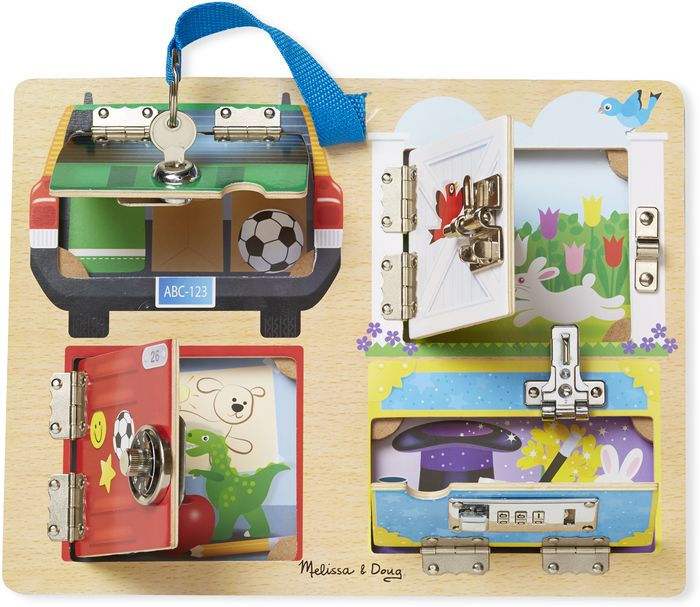 Melissa & Doug Latches Wooden Activity Barn with 6 Doors, 4 Play Figure  Farm Animals 