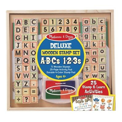 Deluxe Wooden Stamp Set ABCs 123s from Melissa & Doug 
