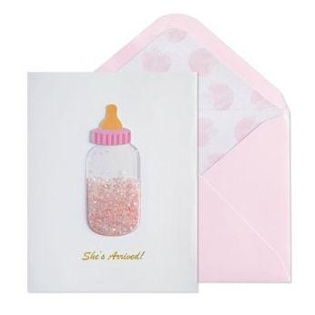 Baby Card EMBL Pink Baby Bottle