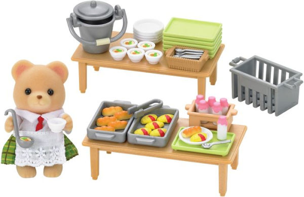 Calico Critters School Lunch Set, Dollhouse Playset with Figure and Accessories