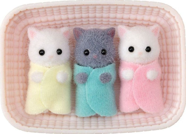 Calico Critters Persian Cat Triplets, Set of 3 Collectible Doll Figures with Cradle Accessory