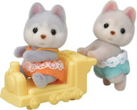 Calico Critters Husky Twins, Set of 2 Collectible Doll Figures with Vehicle Accessory