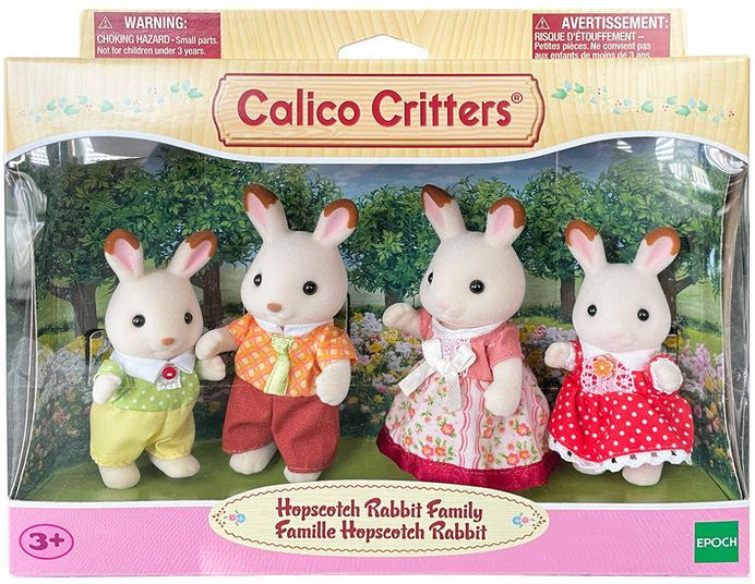 Calico Critters Hopscotch Rabbit Family, Set of 4 Collectible Doll