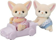 Calico Critters Fennec Fox Twins, Set of 2 Collectible Doll Figures with Pushcart Accessory