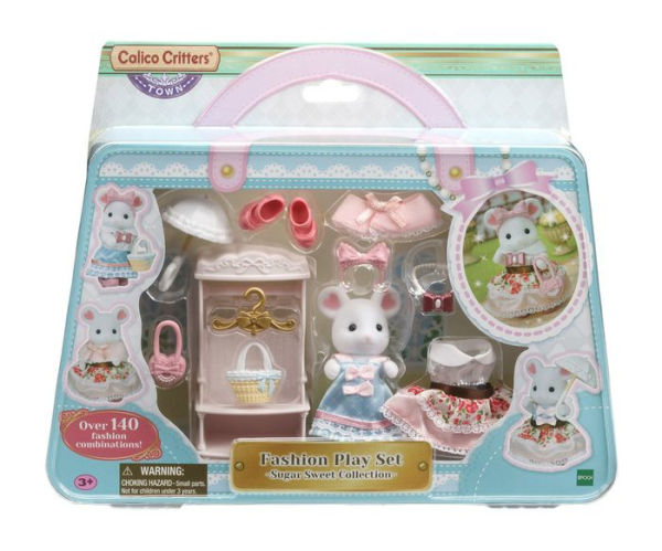 Calico Critters Fashion Playset Sugar Sweet Collection, Dollhouse Playset with Marshmallow Mouse Figure and Fashion Accessories