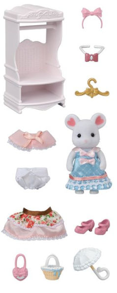 Calico Critters Fashion Playset Sugar Sweet Collection, Dollhouse Playset with Marshmallow Mouse Figure and Fashion Accessories