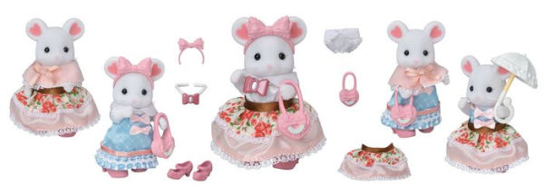 Calico Critters Fashion Playset Sugar Sweet Collection, Dollhouse Playset with Marshmallow Mouse Figure and Fashion Accessories