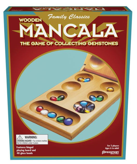 Folding Mancala Game: Solid Wood & Glass Stones - Modern Games