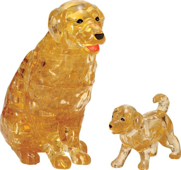 Dog with Puppy Crystal Puzzle - gold color