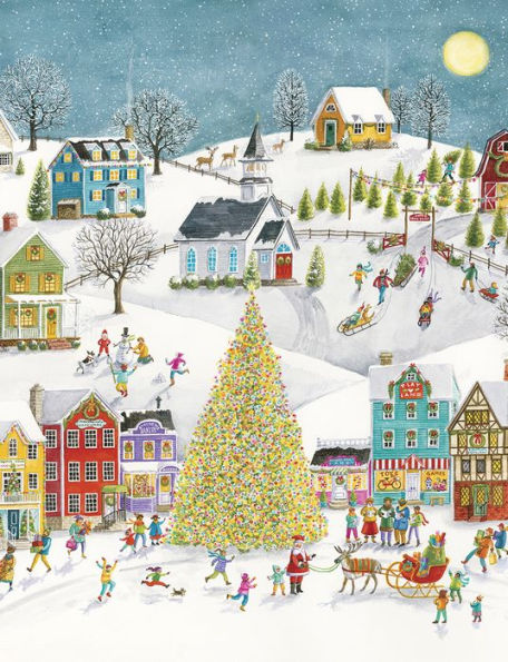 Winter Village Scene Christmas Boxed Cards