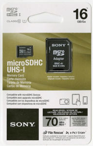 16GB micro SDHC Class 10 UHS-1, R70