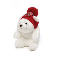 GUND Mini Snuffles with Knit Hat Teddy Bear Christmas Stuffed Plush Holiday Bear, White, 5