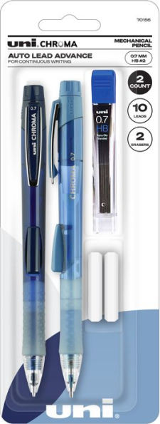 uni Chroma Mechanical Pencil Starter Kit, 0.7mm, HB #2, Assorted Barrel, 2 Pack