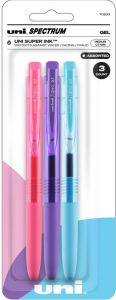 uniball Spectrum Retractable Gel Pens, Medium Point (0.7mm), Assorted Ink, 3 Pack