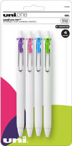 uniball one Retractable Gel Pens, Medium Point (0.7mm), Assorted Ink, 4 Pack