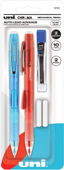uni Chroma Mechanical Pencil Starter Kit, 0.7mm, HB #2, Assorted Barrel, 2 Pack