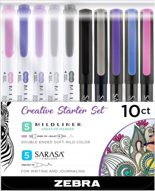 Zebra Pen Journaling and Lettering Set - Mildliners, Brush Pens, Sarasa Gel  Pens, Pastel Ink Colors, 18-Pack