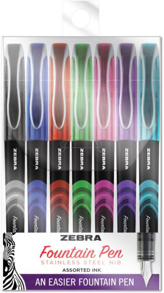 Zebra Fountain Pen 0.6mm Assorted 7pk