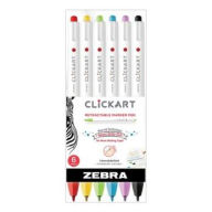 Title: ClickArt Retractable Marker Pen 0.6mm Assorted 6Pk