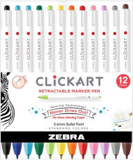 Title: ClickArt Retractable Marker Pen 0.6mm Assorted 12Pk