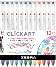 ClickArt Retractable Marker Pen 0.6mm Dark Color 12pk