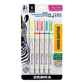 Zebra Mojini Highlighter 5pk