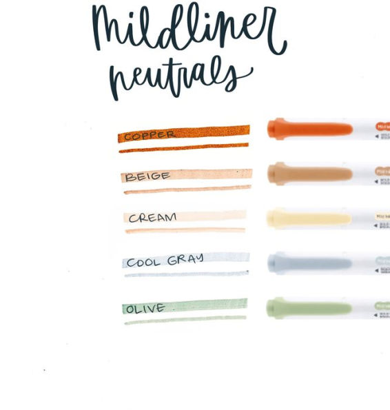 Mildliner Double Ended Highlighter Neutral 5Pk