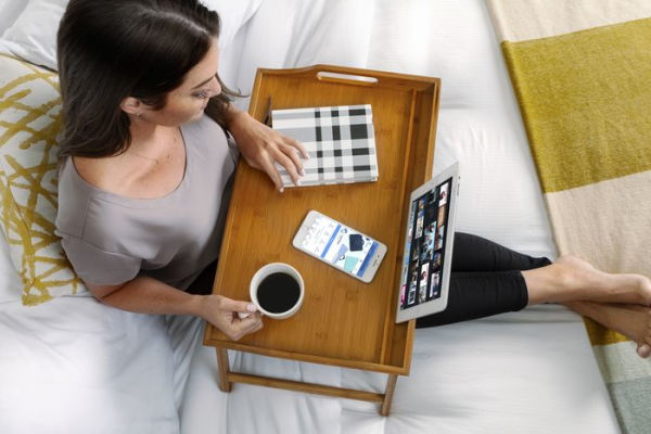 Media Bamboo Bed Tray with tablet/phone holder