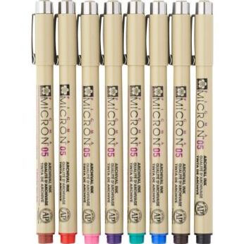 Sakura Pigma Micron Pens - 8 Pc Set (05) - Assorted Colors by