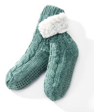 Title: Teal Cable Knit Chenille Reading Sock