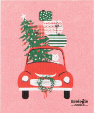 Title: Winter Wheels Cat Swedish Sponge Cloth