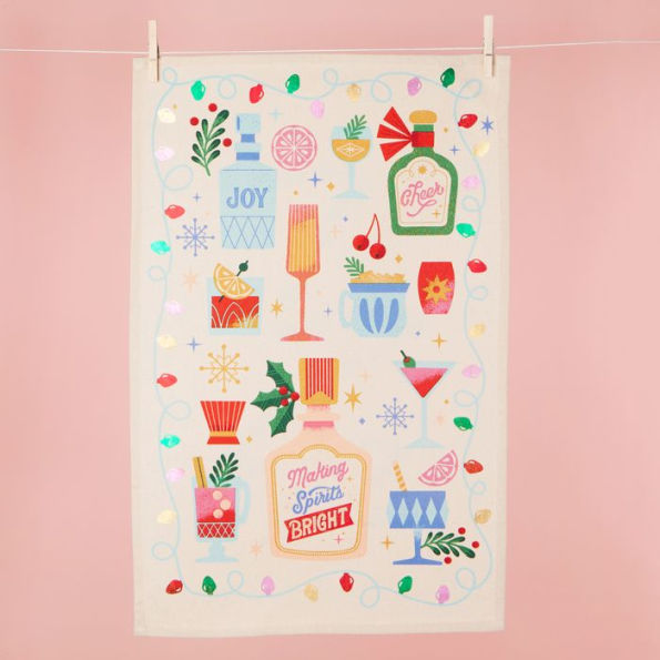 Festive Drinks Tea Towel