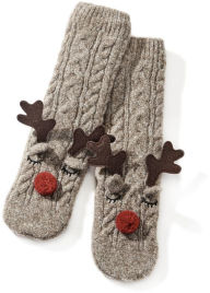 Adult Reindeer Reading Sock