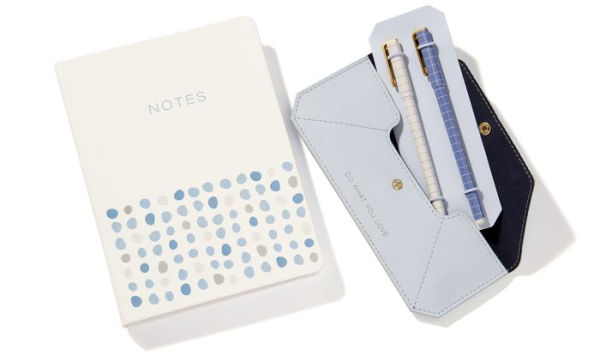 Blue & White Journal Set with Pencil Pouch and Pen