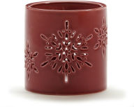 Title: Red Ceramic Snowflake Candle Holder Small