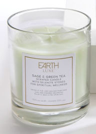 Title: Scented Candle with Wellness Crystals: Selenite Crystal/Sage & Green Tea