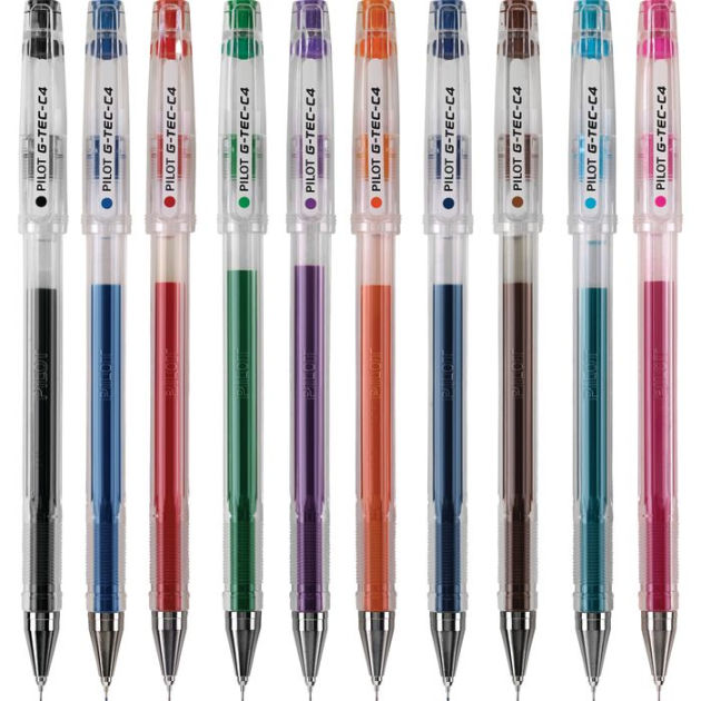 Pilot GTecC Gel Ink Rolling Ball Pens, 0.4mm, Assorted Color Inks, 10