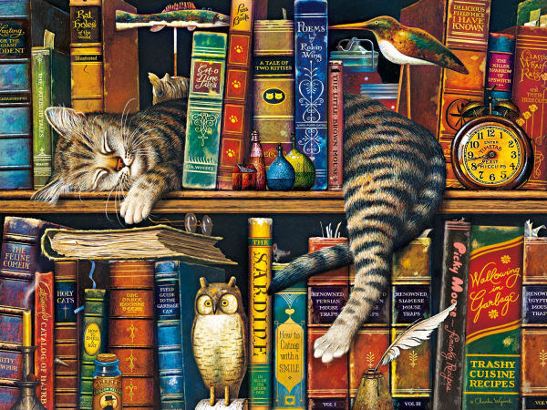 750 Piece Puzzle Charles Wysocki Cats Frederick the Literate #17077