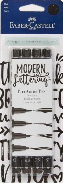 Faber Castell - Black Modern Lettering Pitt Artist Pen Set - 4 Piece