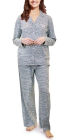 Laura Ashley Cotton Blend Notch Collar Pajama Set large with Grey Script Print