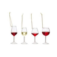 Title: Wine Glass Ornaments, Assorted 4 styles
