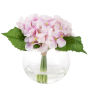 Hydrangea Artificial Floral Arrangement with Vase and Faux Water- Flowers for Home Decor, Weddings, Shower Centerpiece by Pure Garden (Pink)