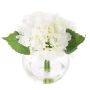 Hydrangea Artificial Floral Arrangement with Vase and Faux Water- Flowers for Home Decor, Weddings, Shower Centerpiece by Pure Garden (White)