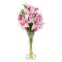 Tall Lily Artificial Floral Arrangement with Vase and Faux Water- Flowers for Home Decor, Weddings, Shower Centerpiece by Pure Garden (Pink)
