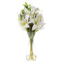 Tall Lily Artificial Floral Arrangement with Vase and Faux Water- Flowers for Home Decor, Weddings, Shower Centerpiece by Pure Garden (White)
