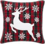 20 Inch Feather Filled Reindeer Applique Pillow with Whipstitch Trim