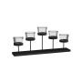 Tiered Votive Candle Holder Handcrafted Iron and Glass Cup Centerpiece for 5 Tealights for Home Decor, Wedding, Event by Lavish Home (Matte Black)