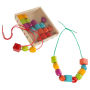Kids Bead and String Lacing Toy Set with 30 Wooden Beads, 2 Strings, and Storage Box Fun and Creative STEM Activity for Preschoolers by Hey! Play!