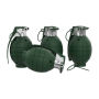 Toy Grenade Set of 4 with Trigger, Pull Pin, Realistic Explosion Sound Effects Military Pretend Play Accessories for Kids by Hey! Play! (Army Green)